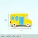 Handmade Pine Wood Yellow Bus Knob for Kids Furniture